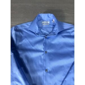 Calvin Klein Mens Blue Infinite Non Iron Slim Fit Stretch Dress Shirt 14.5 32-33